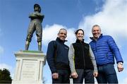11 March 2019; Jockeys Rachael Blackmore, centre, and Ruby Walsh, left, with Paddy Power, owner of Paddy Power in attendance as Irish bookmaker Paddy Power unveil their 25-foot-tall ‘Fearless Jockey’ statue, celebrating the bravery of female jockeys riding at the Cheltenham Festival, and based on Tipperary-born leading rider Rachael Blackmore who hopes to join the honour roll of winning jockeys this week at Cheltenham in England. Photo by David Fitzgerald/Sportsfile