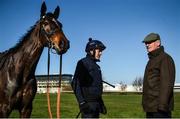 11 March 2019; Jockey Ruby Walsh talks to trainer Willie Mullins with horse Benie Des Dieux on the gallops ahead of the Cheltenham Racing Festival at Prestbury Park in Cheltenham, England. Photo by David Fitzgerald/Sportsfile