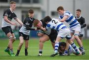 11 March 2019; Harry Rigney of Newbridge College is tackled by Greg Barron of Blackrock College during the Bank of Ireland Leinster Rugby Schools Junior Cup semi-final match between Newbridge College and Blackrock College at Energia Park in Donnybrook, Dublin. Photo by Harry Murphy/Sportsfile