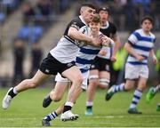 11 March 2019; Harry Farrell of Newbridge College is tackled by Will Fitzgerald of Blackrock College during the Bank of Ireland Leinster Rugby Schools Junior Cup semi-final match between Newbridge College and Blackrock College at Energia Park in Donnybrook, Dublin. Photo by Harry Murphy/Sportsfile