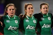 9 March 2019; Enya Breen, left, Eimear Considine, centre, and Lauren Delany of Ireland during the Women's Six Nations Rugby Championship match between Ireland and France at Energia Park in Donnybrook, Dublin. Photo by Ramsey Cardy/Sportsfile