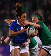 9 March 2019; Mailys Traore of France is tackled by Lindsay Peat of Ireland during the Women's Six Nations Rugby Championship match between Ireland and France at Energia Park in Donnybrook, Dublin. Photo by Ramsey Cardy/Sportsfile