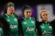 9 March 2019; Aoife McDermott, left, Nichola Fryday, centre, and Claire Molloy of Ireland during the Women's Six Nations Rugby Championship match between Ireland and France at Energia Park in Donnybrook, Dublin. Photo by Ramsey Cardy/Sportsfile