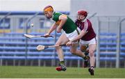 10 March 2019; Michael O'Leary of Kerry in action against Darragh Egerton of Westmeath during the Allianz Hurling League Division 2A Final match between Westmeath and Kerry at Cusack Park in Ennis, Clare. Photo by Sam Barnes/Sportsfile