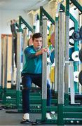 12 March 2019; Jacob Stockdale during an Ireland Rugby gym session at Carton House in Maynooth, Kildare. Photo by Ramsey Cardy/Sportsfile