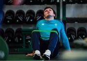 12 March 2019; Jacob Stockdale during an Ireland Rugby gym session at Carton House in Maynooth, Kildare. Photo by Ramsey Cardy/Sportsfile