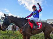 12 March 2019; Jockey Jeremiah McGrath celebrates after winning the Ultima Handicap Chase on Beware The Bear on Day One of the Cheltenham Racing Festival at Prestbury Park in Cheltenham, England. Photo by Seb Daly/Sportsfile