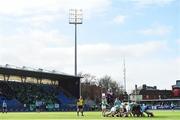 12 March 2019; Both sides contest a scrum during the Bank of Ireland Leinster Rugby Schools Junior Cup Semi-Final match between Gonzaga College and St Michael's College at Energia Park in Donnybrook, Dublin. Photo by Eóin Noonan/Sportsfile
