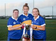 8 March 2019; Bronach McGovern, left, Niamh Callan and Gemma Cullen of DKIT following the Gourmet Food Parlour Moynihan Cup Final match between Dundalk Institute of Technology and Letterkenny Institute of Technology at TU Dublin Broombridge Sports Grounds in Dublin. Photo by Harry Murphy/Sportsfile