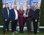 13 March 2019; Tyrone football manager Mickey Harte with from left Gary Ahern, John Courtney, Brenda Courtney and Vanessa Cunningham from KN Group at today's launch of the 20th annual KN Group All-Ireland GAA Golf Challenge in St. Jude's GAA club. On August 9 and 10, the two-day event takes place in Concra Wood and Nuremore Golf Clubs in County Monaghan. Golfers will congregate to represent their GAA clubs in their hope of claiming All-Ireland glory while raising funds for much-needed GAA-associated charities such as Raharney youngster Fionn McAnaney. For more information follow @GolfGAA on Twitter or All-Ireland GAA Golf Challenge on Facebook. Photo by Matt Browne/Sportsfile