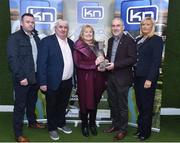 13 March 2019; Tyrone football manager Mickey Harte with from left Gary Ahern, John Courtney, Brenda Courtney and Vanessa Cunningham from KN Group at today's launch of the 20th annual KN Group All-Ireland GAA Golf Challenge in St. Jude's GAA club. On August 9 and 10, the two-day event takes place in Concra Wood and Nuremore Golf Clubs in County Monaghan. Golfers will congregate to represent their GAA clubs in their hope of claiming All-Ireland glory while raising funds for much-needed GAA-associated charities such as Raharney youngster Fionn McAnaney. For more information follow @GolfGAA on Twitter or All-Ireland GAA Golf Challenge on Facebook. Photo by Matt Browne/Sportsfile