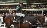 13 March 2019; Nico de Boinville celebrates on Altior after winning the Betway Queen Mother Champion Chase on Day Two of the Cheltenham Racing Festival at Prestbury Park in Cheltenham, England. Photo by David Fitzgerald/Sportsfile
