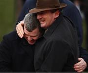 13 March 2019; Eddie O'Leary of Gigginstown Stud, right, and trainer Gordon Elliott celebrate after Tiger Roll won the Glenfarclas Cross Country Chase on Day Two of the Cheltenham Racing Festival at Prestbury Park in Cheltenham, England. Photo by David Fitzgerald/Sportsfile