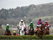 13 March 2019; Fact Of The Matter, right, with Gavin Sheehan up, jumps the fifteenth during the Glenfarclas Cross Country Chase on Day Two of the Cheltenham Racing Festival at Prestbury Park in Cheltenham, England. Photo by Seb Daly/Sportsfile