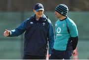 14 March 2019; Head coach Joe Schmidt, left, and strength & conditioning coach Jason Cowman during Ireland rugby squad training at Carton House in Maynooth, Kildare. Photo by Brendan Moran/Sportsfile