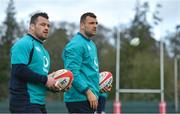 14 March 2019; Tadhg Beirne, right, and Cian Healy during Ireland rugby squad training at Carton House in Maynooth, Kildare. Photo by Brendan Moran/Sportsfile