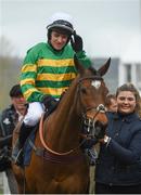 14 March 2019; Barry Geraghty celebrates on Defi Du Seuil after winning the JLT Novices' Chase on Day Three of the Cheltenham Racing Festival at Prestbury Park in Cheltenham, England. Photo by David Fitzgerald/Sportsfile