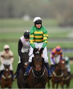 14 March 2019; Jockey Barry Geraghty after winning the Pertemps Network Final Handicap Hurdle on Sire Du Berlais on Day Three of the Cheltenham Racing Festival at Prestbury Park in Cheltenham, England. Photo by Seb Daly/Sportsfile