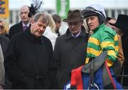 14 March 2019; Owner JP McManus, left, and jockey Barry Geraghty after they won the Pertemps Network Final Handicap Hurdle on Day Three of the Cheltenham Racing Festival at Prestbury Park in Cheltenham, England. Photo by David Fitzgerald/Sportsfile