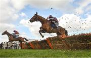 14 March 2019; Flemcara, with Aidan Coleman up, right, jumps the last during the Pertemps Network Final Handicap Hurdle on Day Three of the Cheltenham Racing Festival at Prestbury Park in Cheltenham, England. Photo by David Fitzgerald/Sportsfile