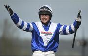 14 March 2019; Bryony Frost celebrates on Frodon after winning the Ryanair Chase on Day Three of the Cheltenham Racing Festival at Prestbury Park in Cheltenham, England. Photo by David Fitzgerald/Sportsfile