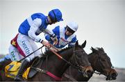 14 March 2019; Jockey Bryony Frost, right, is congratulated by Charlie Deutsch after winning the Ryanair Chase on Frodon on Day Three of the Cheltenham Racing Festival at Prestbury Park in Cheltenham, England. Photo by Seb Daly/Sportsfile