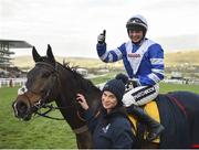 14 March 2019; Jockey Bryony Frost celebrates after winning the Ryanair Chase on Frodon on Day Three of the Cheltenham Racing Festival at Prestbury Park in Cheltenham, England. Photo by Seb Daly/Sportsfile