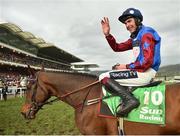 14 March 2019; Jockey Aidan Coleman celebrates after winning the Sun Racing Stayers' Hurdle on Paisley Park during Day Three of the Cheltenham Racing Festival at Prestbury Park in Cheltenham, England.