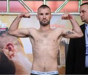 14 March 2019; John Joe Nevin weighs in ahead of his lightweight bout agaisnt Andres Figueroa at the Liacouras Center in Philadelphia, USA. Photo by Stephen McCarthy/Sportsfile