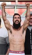 14 March 2019; Jono Carroll weighs in ahead of his IBF World Super Featherweight Title bout with Tevin Farmer at the Liacouras Center in Philadelphia, USA. Photo by Stephen McCarthy/Sportsfile