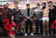 14 March 2019; Jono Carroll weighs in ahead of his IBF World Super Featherweight Title bout with Tevin Farmer at the Liacouras Center in Philadelphia, USA. Photo by Stephen McCarthy/Sportsfile