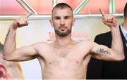 14 March 2019; John Joe Nevin weighs in ahead of his lightweight bout agaisnt Andres Figueroa at the Liacouras Center in Philadelphia, USA. Photo by Stephen McCarthy/Sportsfile