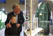 14 March 2019; Luke McManus, age 6, from Grange, Cork, with former Republic of Ireland international Ray Houghton during the National Football Exhibition Launch at St. Peter's in Cork. Photo by Eóin Noonan/Sportsfile