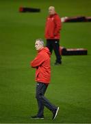 15 March 2019; Backs coach Rob Howley, left, and defence coach Shaun Edwards during the Wales rugby captain's run at the Principality Stadium in Cardiff, Wales. Photo by Brendan Moran/Sportsfile