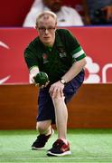 15 March 2019; Team Ireland's Matthew Brennan, a member of the Team South Galway Club, from Ardrahan, Co. Galway, in action during the SO Ireland 10-7 win over SO China Bocce match on Day One of the 2019 Special Olympics World Games in the Abu Dhabi National Exhibition Centre, Abu Dhabi, United Arab Emirates. Photo by Ray McManus/Sportsfile