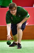 15 March 2019; Team Ireland's Richard Currie, a member of Eagles SOC, from Dungannon, Co. Tyrone, in action during the SO Ireland 10-7 win over SO China Bocce match on Day One of the 2019 Special Olympics World Games in the Abu Dhabi National Exhibition Centre, Abu Dhabi, United Arab Emirates. Photo by Ray McManus/Sportsfile