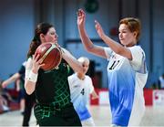 15 March 2019; Team Ireland's Amy Watters, a member of the Wizards SOC, from Bangor, Co. Down, in action against the Kazakhstan captain Alfya Sitdikova during the SO Ireland 20-6 win over Kazakhstan basketball game on Day One of the 2019 Special Olympics World Games in the Abu Dhabi National Exhibition Centre, Abu Dhabi, United Arab Emirates. Photo by Ray McManus/Sportsfile