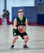 15 March 2019; Team Ireland's Emma Johnstone, a member of the Cabra Lions Special Olympics Club, from Dublin 11, Co. Dublin, takes a 'free throw' during the SO Ireland 20-6 win over Kazakhstan basketball game on Day One of the 2019 Special Olympics World Games in the Abu Dhabi National Exhibition Centre, Abu Dhabi, United Arab Emirates. Photo by Ray McManus/Sportsfile