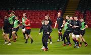 15 March 2019; George North, centre, and his team-mates during the Wales rugby captain's run at the Principality Stadium in Cardiff, Wales. Photo by Brendan Moran/Sportsfile