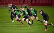 15 March 2019; Dan Biggar, centre, and his team-mates during the Wales rugby captain's run at the Principality Stadium in Cardiff, Wales. Photo by Brendan Moran/Sportsfile