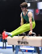 15 March 2019; Team Ireland's John Keenan, a member of the St.Hilda's Special School, from Ballymore, Co. Westmeath, competing on the pommel horse during the Artistic Gymnastic events on Day One of the 2019 Special Olympics World Games in the Abu Dhabi National Exhibition Centre, Abu Dhabi, United Arab Emirates. Photo by Ray McManus/Sportsfile