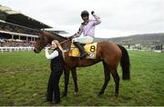 15 March 2019; Nico De Boinville celebrates on Pentland Hills after winnning the JCB Triumph Hurdle on Day Four of the Cheltenham Racing Festival at Prestbury Park in Cheltenham, England. Photo by David Fitzgerald/Sportsfile