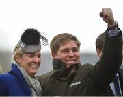 15 March 2019; Trainer Dan Skelton celebrates with wife Grace after sending out Ch'tibello to win the Randox Health County Handicap Hurdle on Day Four of the Cheltenham Racing Festival at Prestbury Park in Cheltenham, England. Photo by Seb Daly/Sportsfile