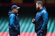 15 March 2019; Head coach Joe Schmidt, left, with defence coach Andy Farrell during the Ireland rugby captain's run at the Principality Stadium in Cardiff, Wales. Photo by Brendan Moran/Sportsfile