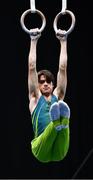 15 March 2019; Team Ireland's John Keenan, a member of the St.Hilda's Special School, from Ballymore, Co. Westmeath, as he competes on the 'Rings' during the Artistic Gymnastic events on Day One of the 2019 Special Olympics World Games in the Abu Dhabi National Exhibition Centre, Abu Dhabi, United Arab Emirates. Photo by Ray McManus/Sportsfile