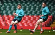 15 March 2019; Sean O’Brien, left, and Jack Conan during the Ireland rugby captain's run at the Principality Stadium in Cardiff, Wales. Photo by Brendan Moran/Sportsfile