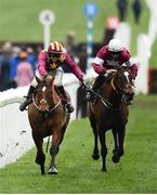 15 March 2019; Minello Indo, with Rachael Blackmore up, left, on their way to winning the Albert Bartlett Novices' Hurdle on Day Four of the Cheltenham Racing Festival at Prestbury Park in Cheltenham, England. Photo by David Fitzgerald/Sportsfile
