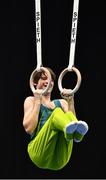 15 March 2019; Team Ireland's John Keenan, a member of the St.Hilda's Special School, from Ballymore, Co. Westmeath, during a practice run on the 'Rings' during the Artistic Gymnastic events on Day One of the 2019 Special Olympics World Games in the Abu Dhabi National Exhibition Centre, Abu Dhabi, United Arab Emirates. Photo by Ray McManus/Sportsfile