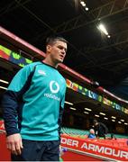 15 March 2019; Jonathan Sexton arrives for the Ireland rugby captain's run at the Principality Stadium in Cardiff, Wales. Photo by Brendan Moran/Sportsfile