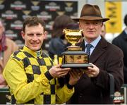 15 March 2019; Jockey Paul Townend, left, and trainer Willie Mullins after sending out Al Boum Photo to win the Magners Cheltenham Gold Cup Chase on Day Four of the Cheltenham Racing Festival at Prestbury Park in Cheltenham, England. Photo by Seb Daly/Sportsfile